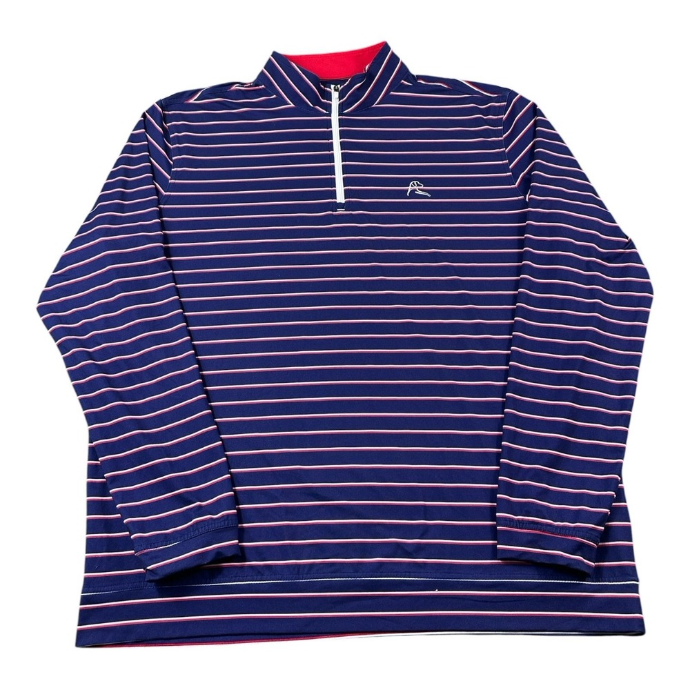 Rhoback Red White Blue Stripe American Flag Mens Q Zip Golf Size XL